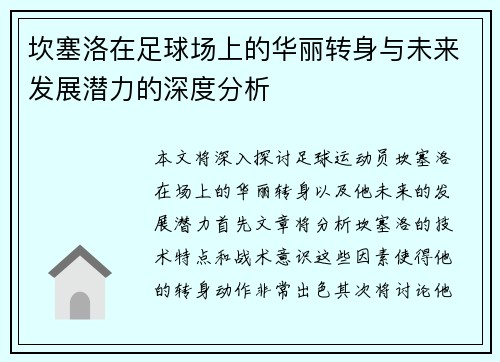 坎塞洛在足球场上的华丽转身与未来发展潜力的深度分析