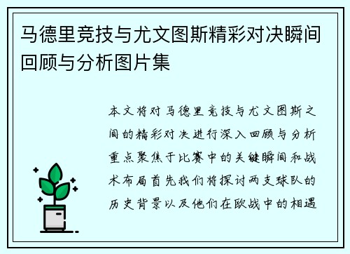 马德里竞技与尤文图斯精彩对决瞬间回顾与分析图片集